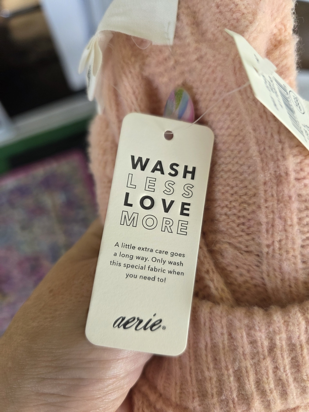 NWT Aerie Peach Cable Crewneck Sweater Super Soft Large Oversized - Picture 13 of 15
